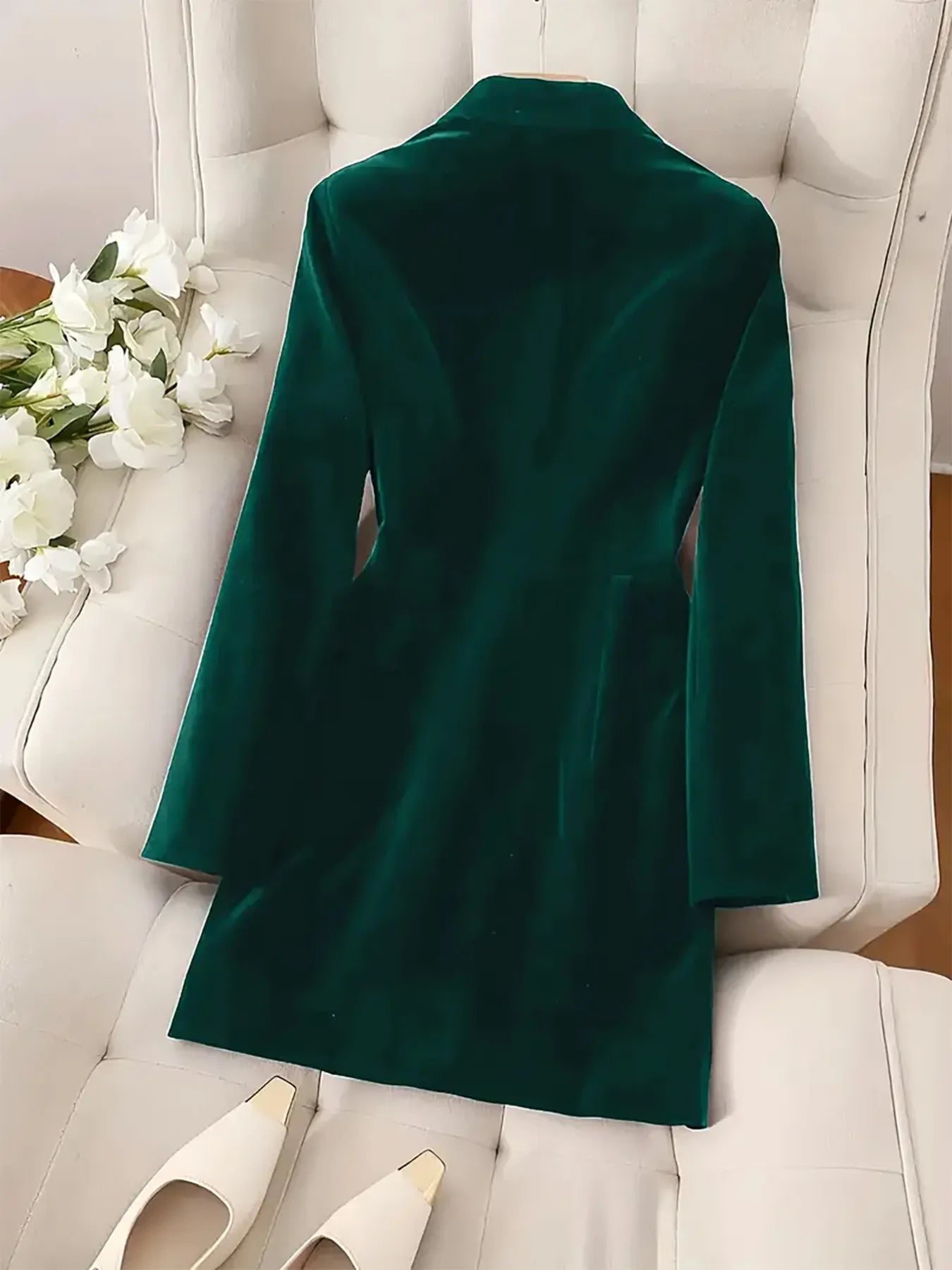 Velvet Double - Breasted Blazer Dress - Flip Flop Dynasty