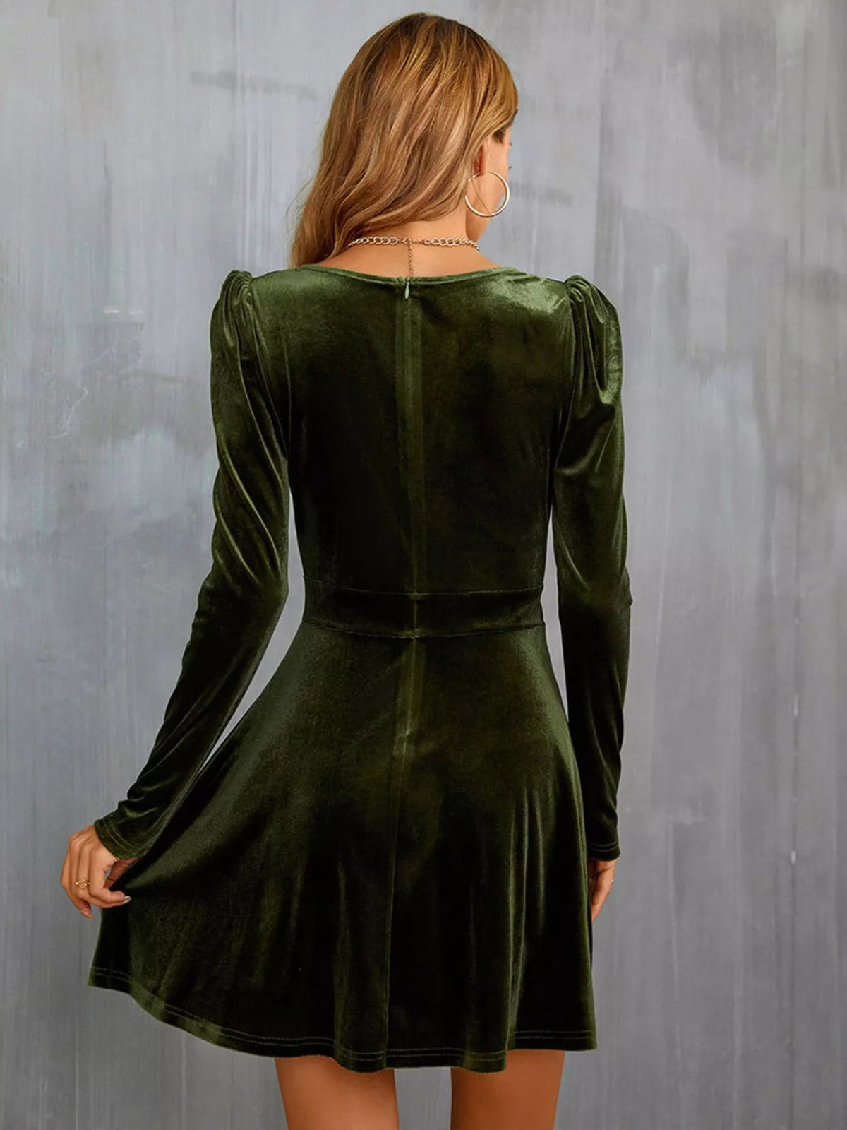 Velvet Long Sleeve A-Line Mini Dress - Flip Flop Dynasty