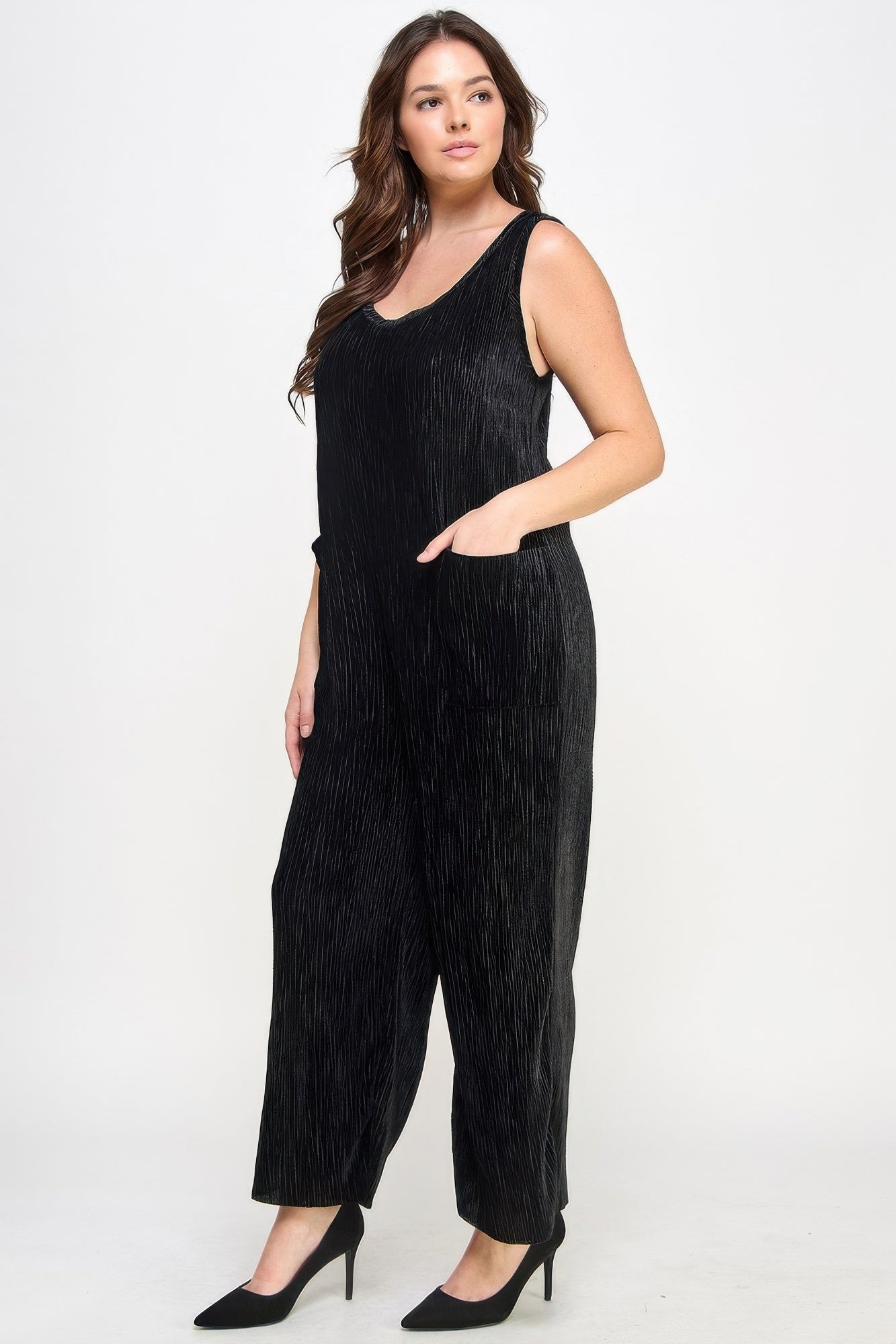 Velvet Plisse Overall Jumpsuit - Flip Flop Dynasty