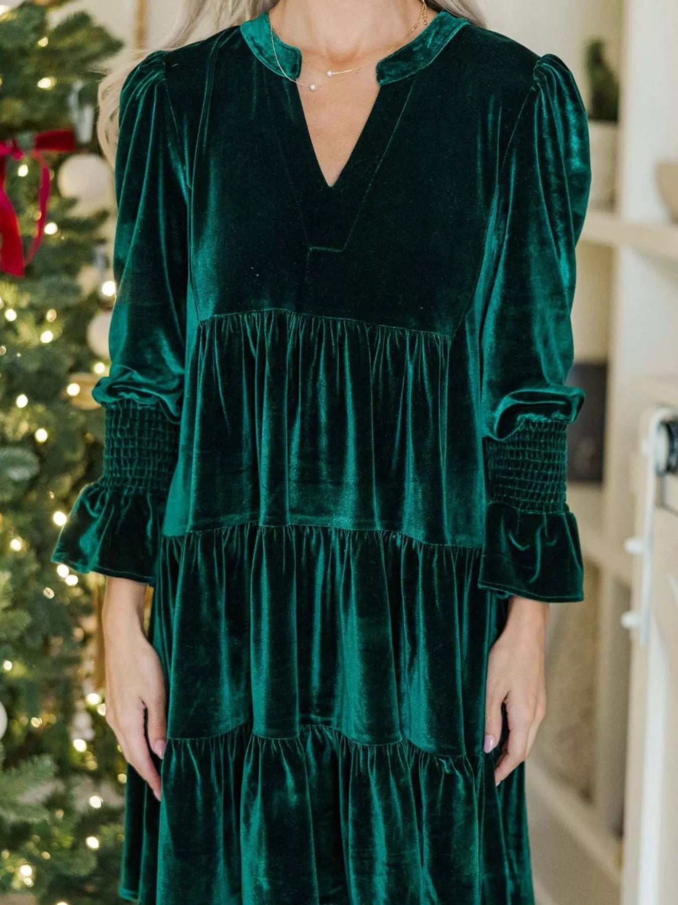 Velvet Tiered Notched Mini Dress - Flip Flop Dynasty