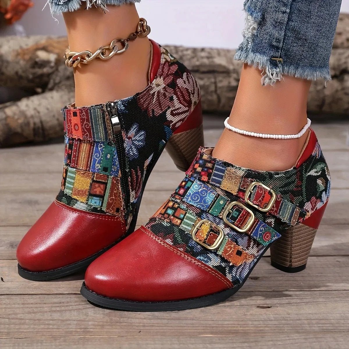 Vintage Bohemian Patchwork Ankle Boots - Flip Flop Dynasty