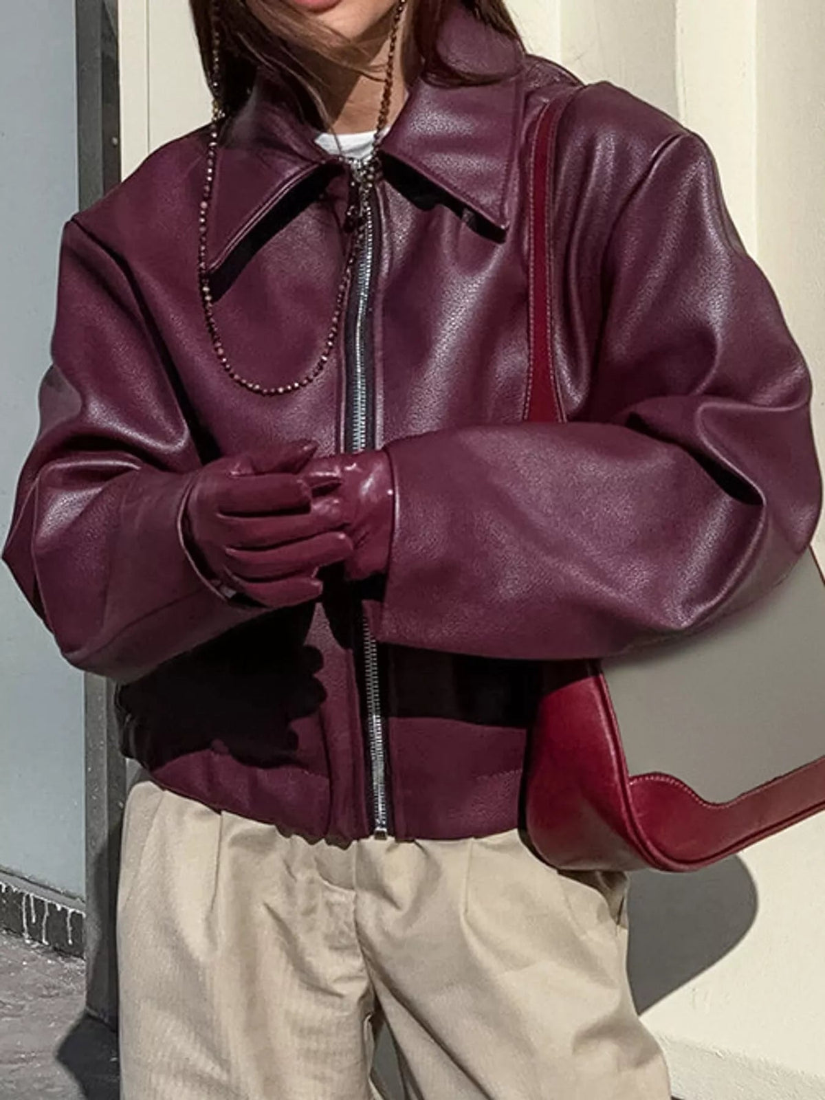 Vintage Faux Leather Zip-Up Jacket - Flip Flop Dynasty
