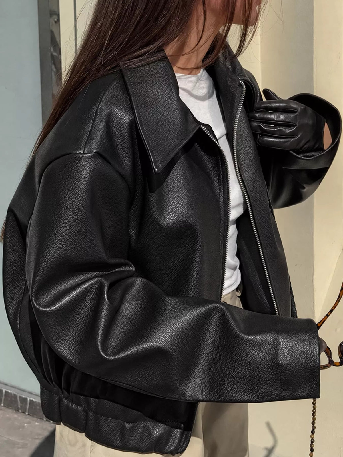 Vintage Faux Leather Zip-Up Jacket - Flip Flop Dynasty