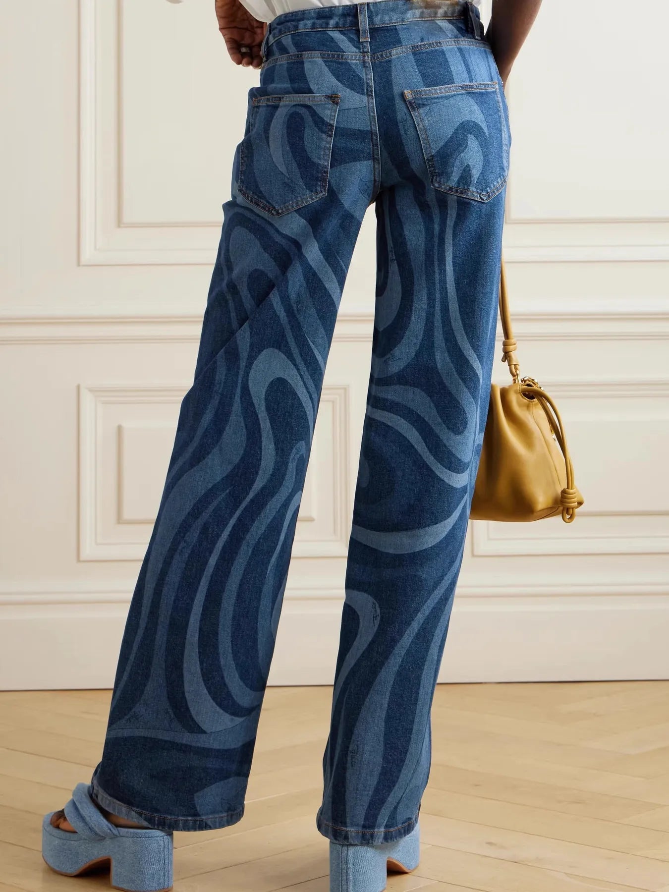 Water Ripples Print Wide Leg Jeans - Flip Flop Dynasty