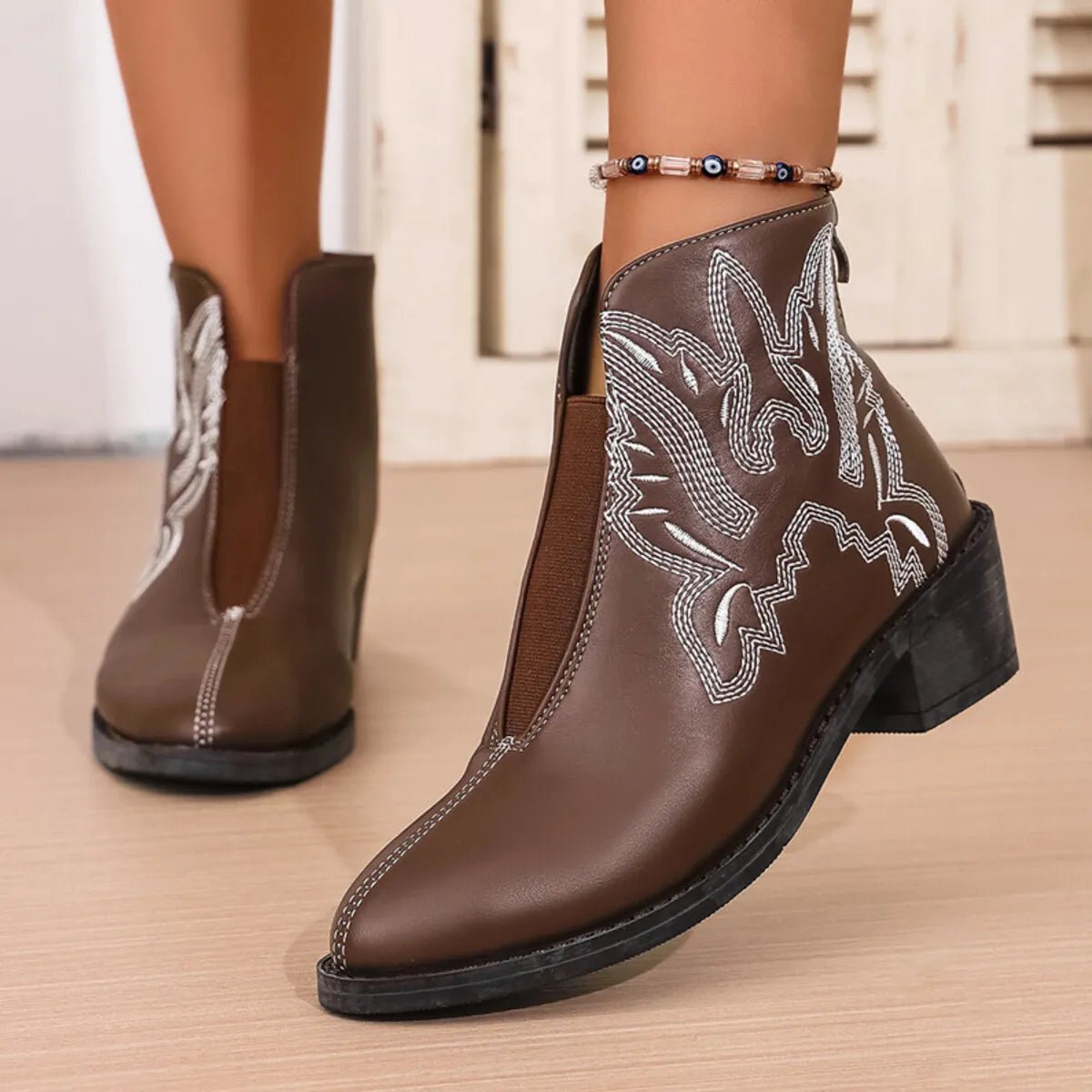 Western Embroidered Ankle Boots - Flip Flop Dynasty