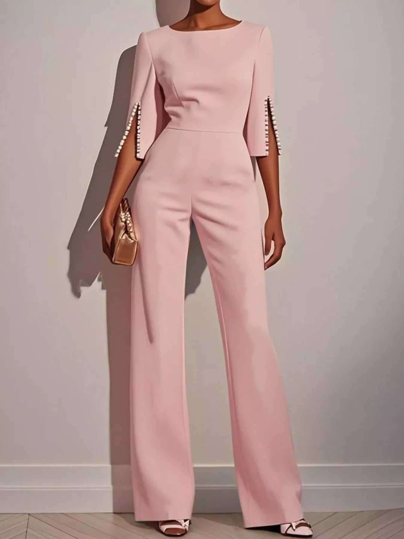 Wide - Leg Jumpsuit with Slit Sleeve - Flip Flop Dynasty