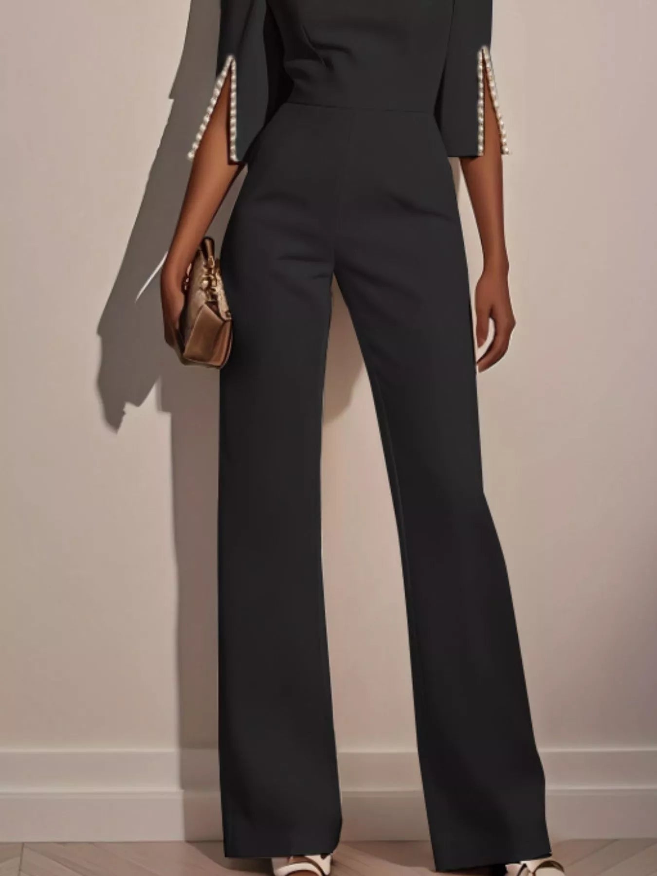 Wide - Leg Jumpsuit with Slit Sleeve - Flip Flop Dynasty