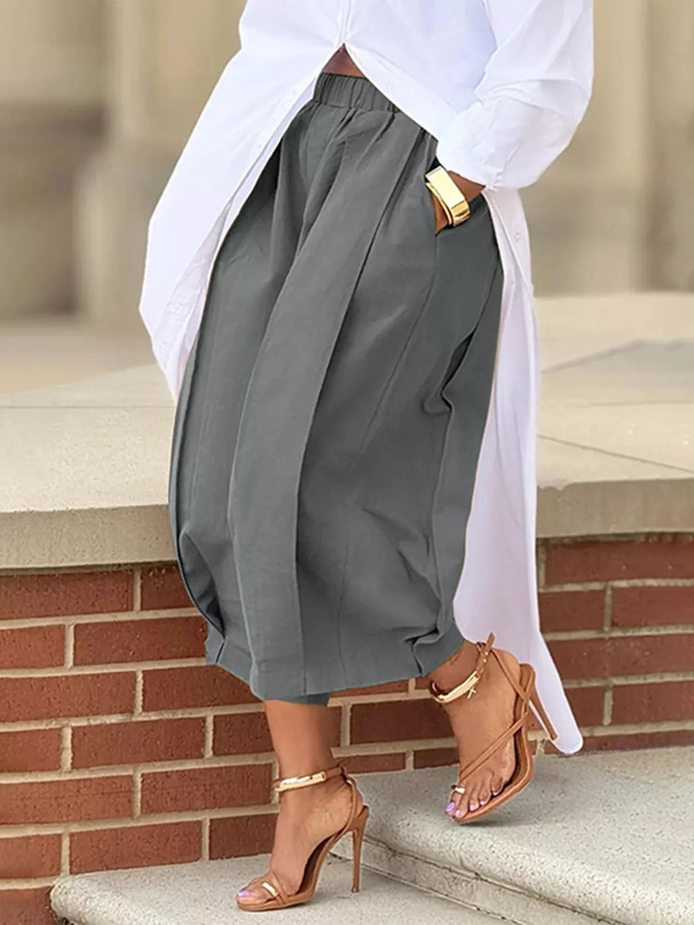 Wide Leg Pleated Detail Pants - Flip Flop Dynasty