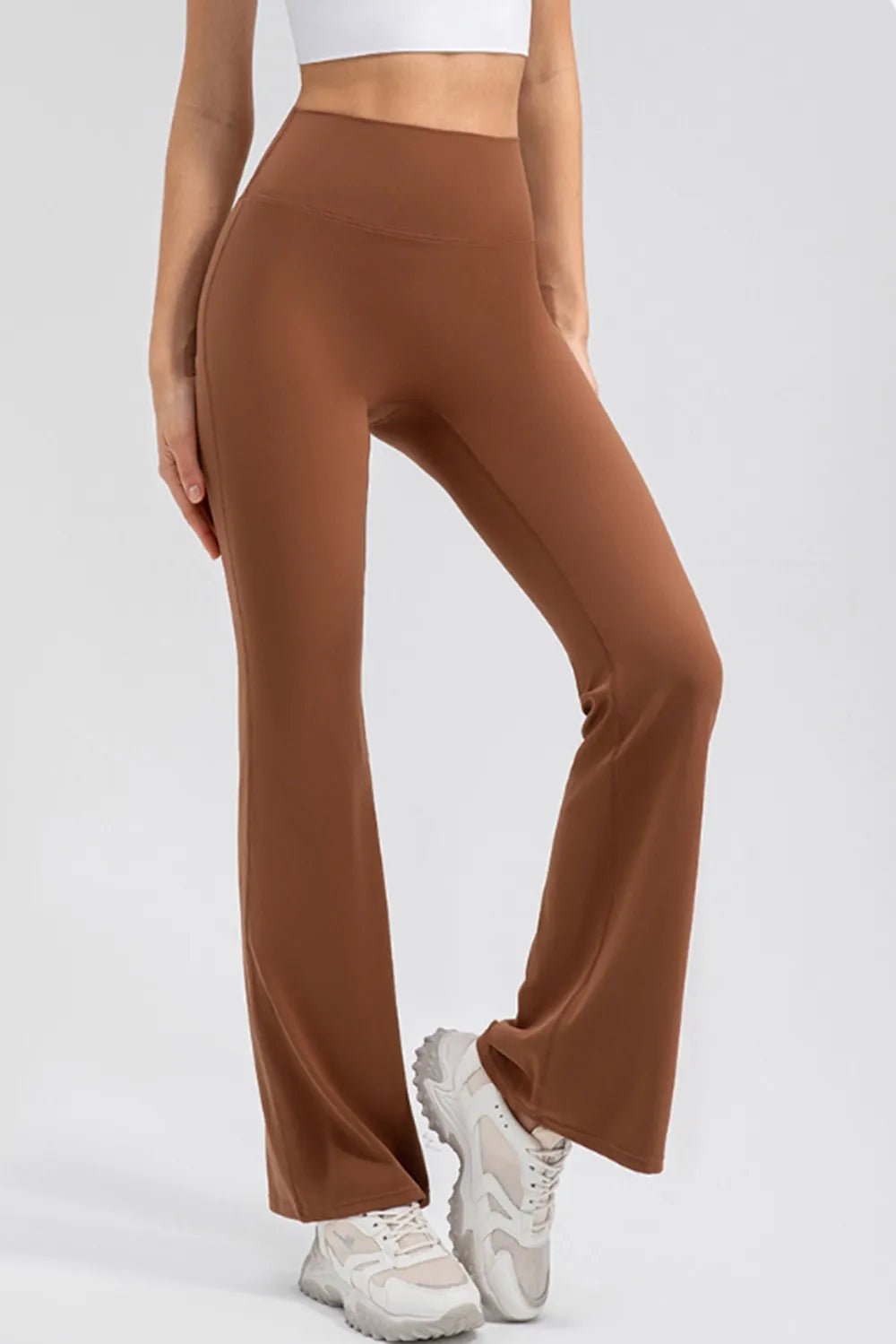 Wide Waistband High Waist Bootcut Active Leggings - Flip Flop Dynasty