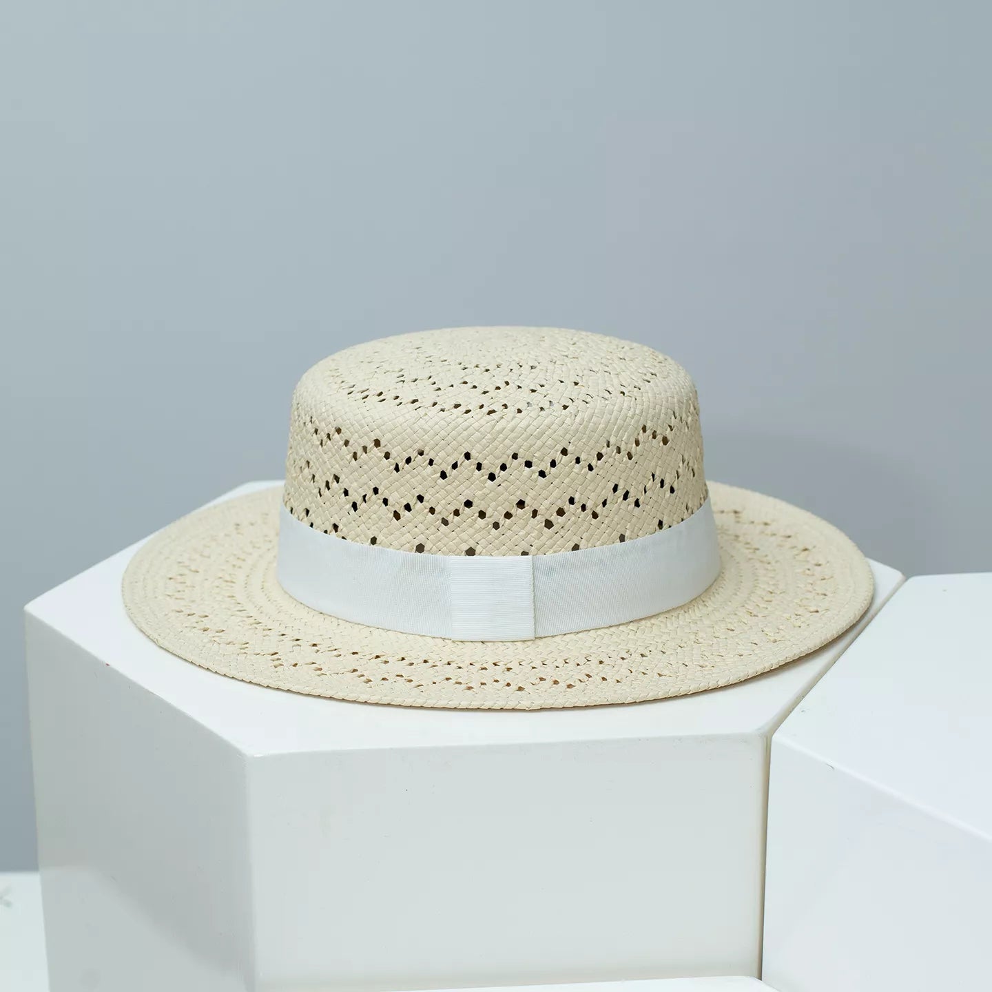 Woven Straw Boater Hat with Ribbon - Flip Flop Dynasty