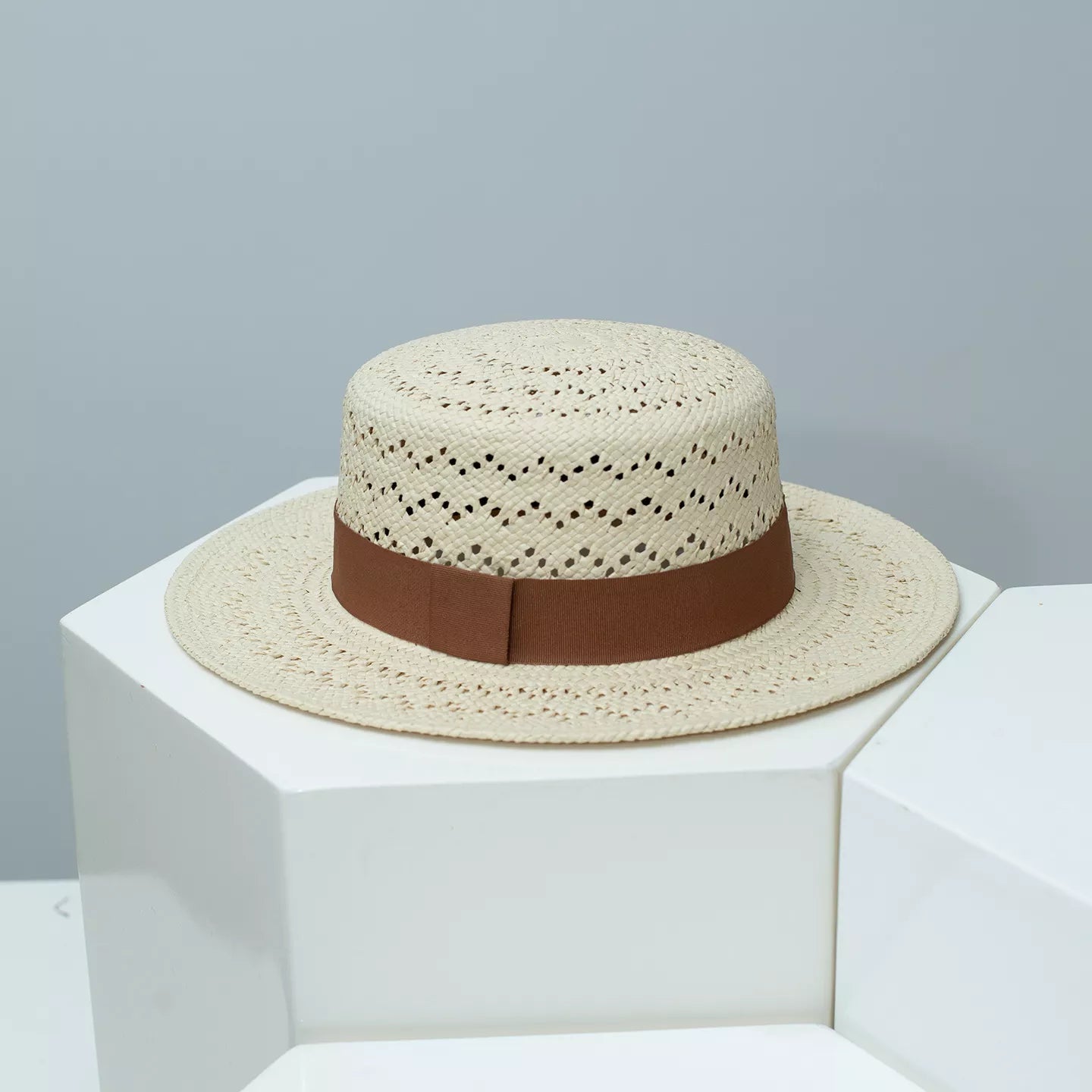Woven Straw Boater Hat with Ribbon - Flip Flop Dynasty