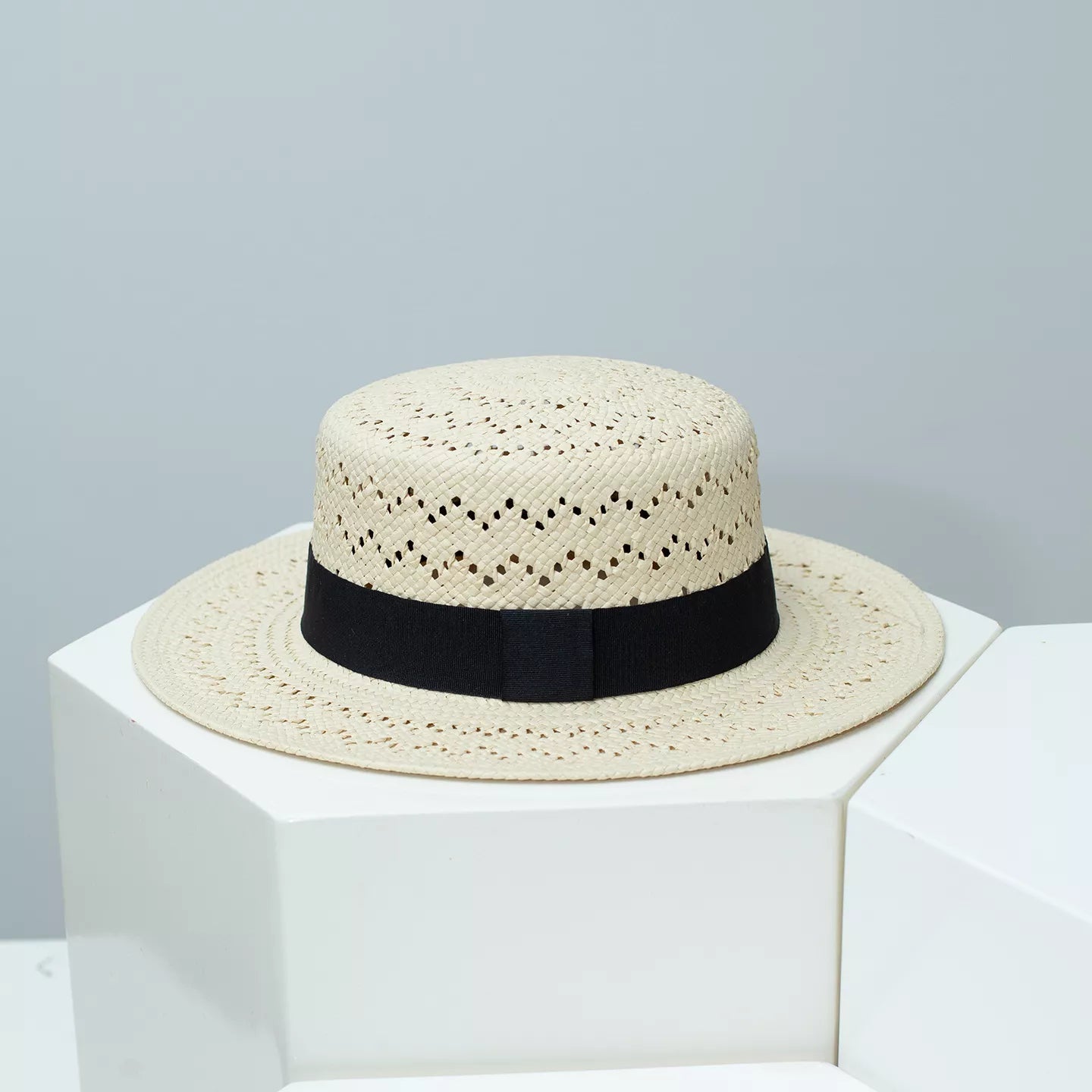Woven Straw Boater Hat with Ribbon - Flip Flop Dynasty