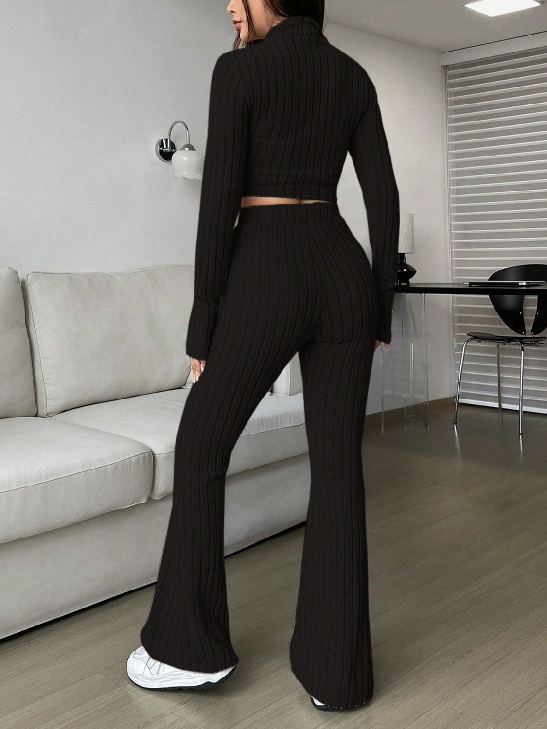 Zip Up Long Sleeve Top and Pants Set - Flip Flop Dynasty