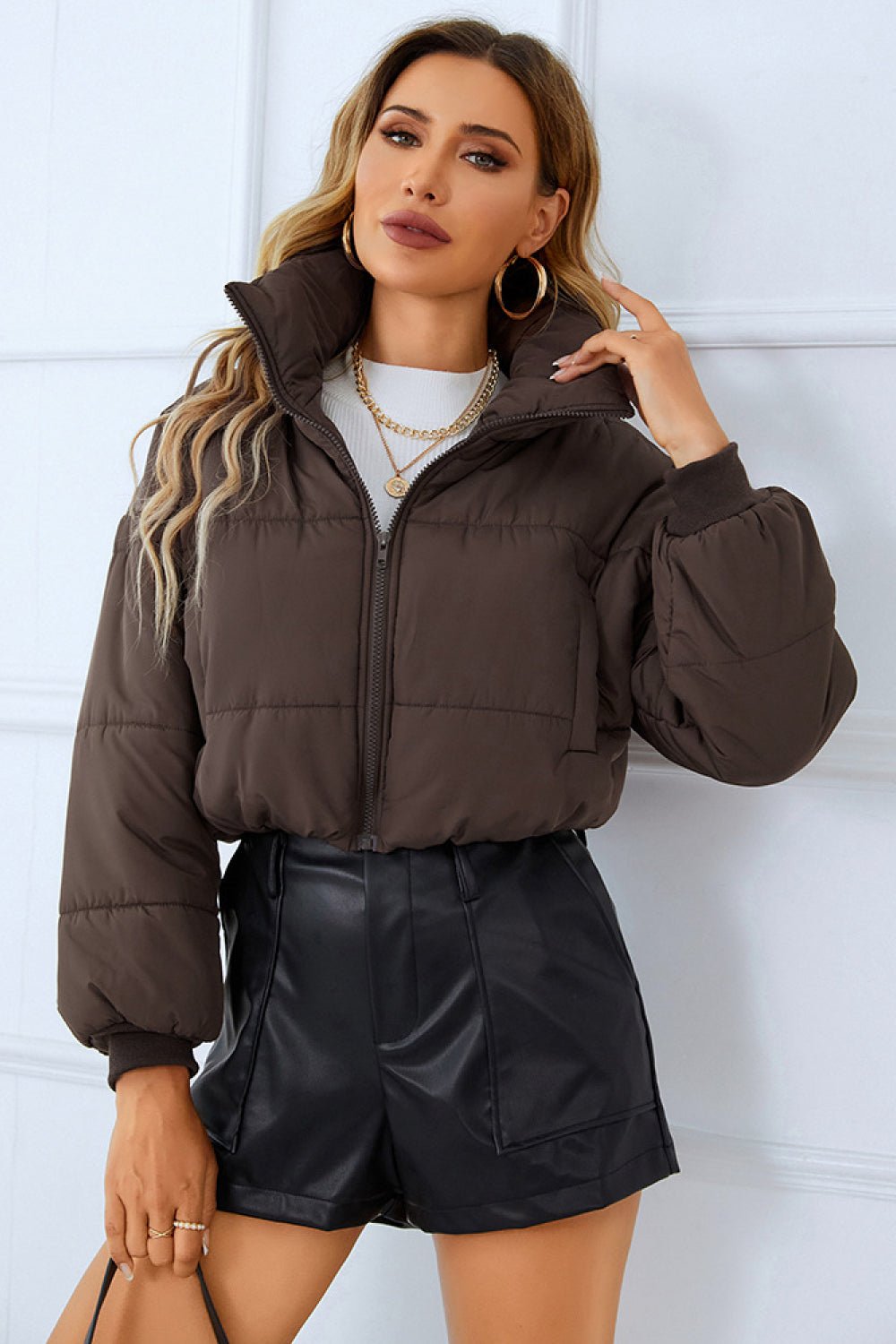 Zip - Up Winter Coat with Pockets - Flip Flop Dynasty