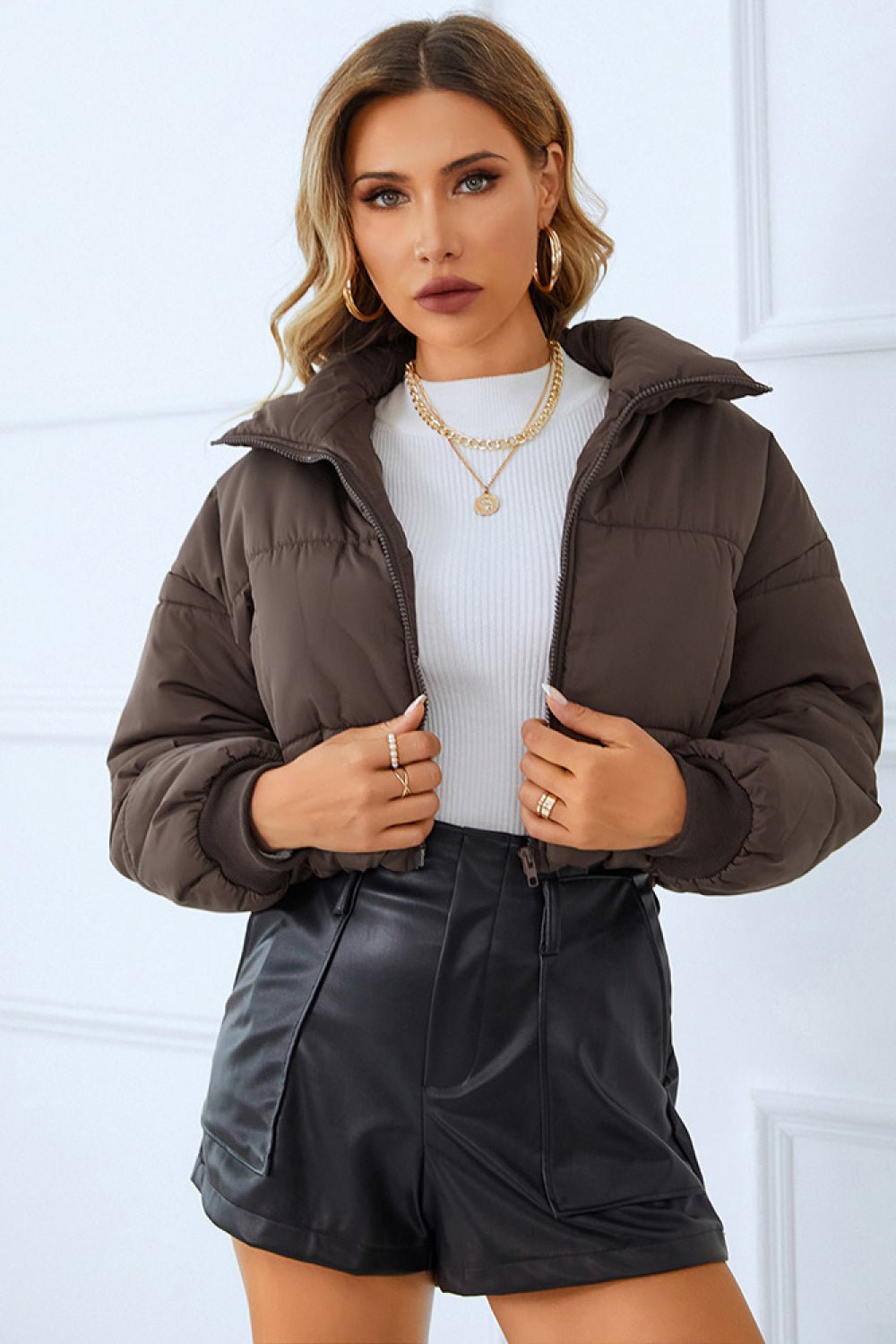 Zip - Up Winter Coat with Pockets - Flip Flop Dynasty