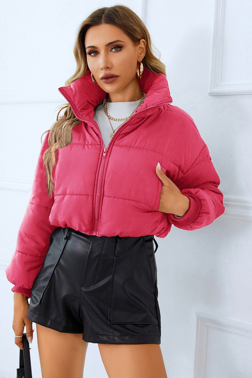 Zip - Up Winter Coat with Pockets - Flip Flop Dynasty