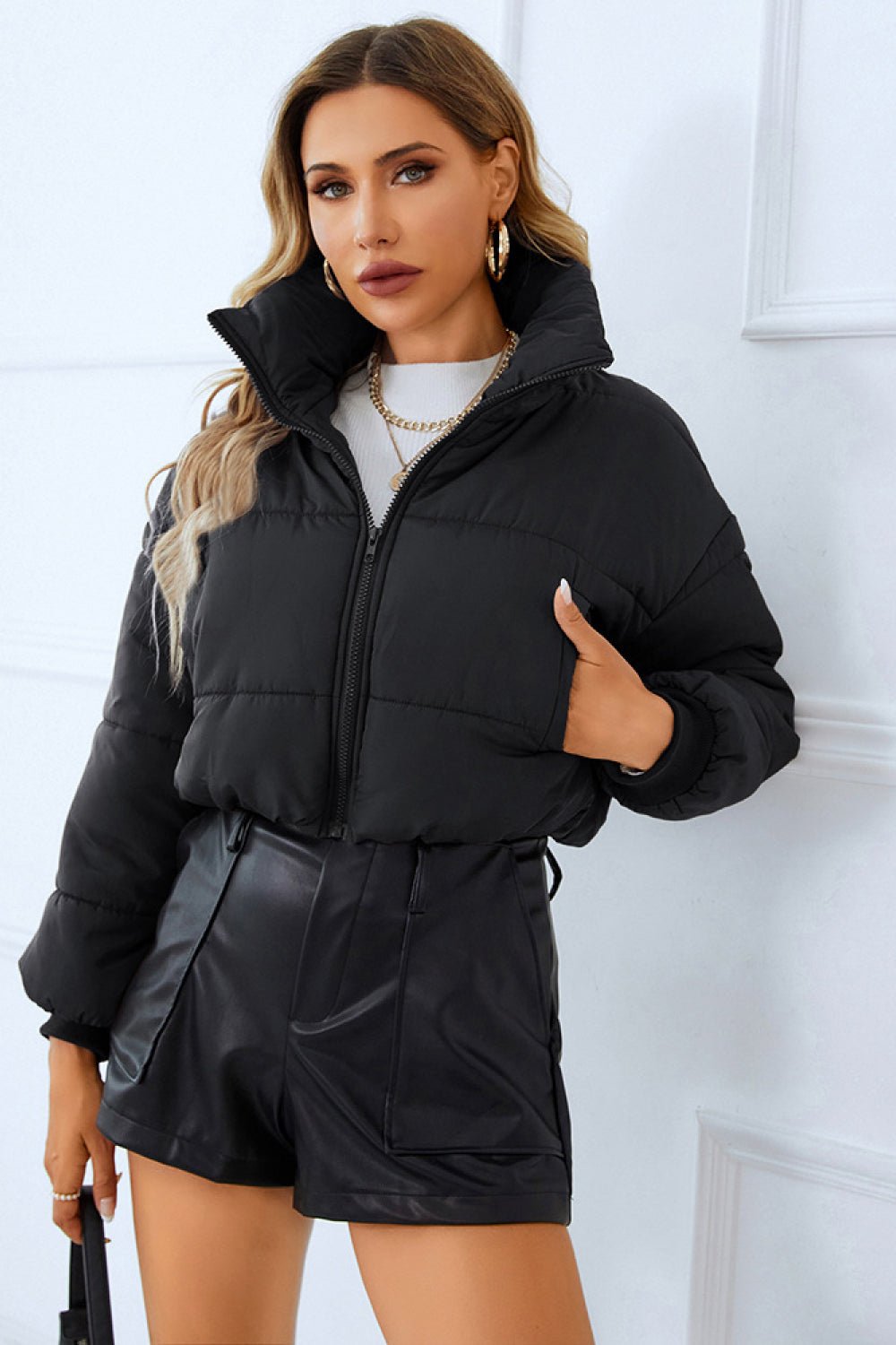 Zip - Up Winter Coat with Pockets - Flip Flop Dynasty