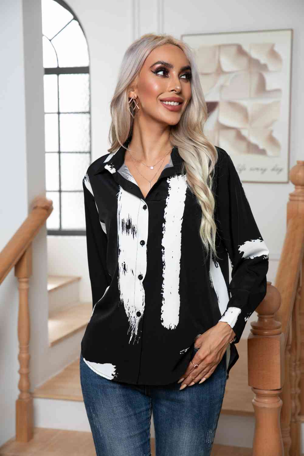 Tie-Dye Collared Neck Buttoned Shirt
